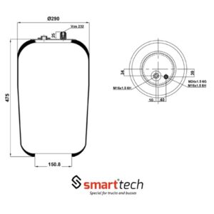 ПНЕВМОБАЛЛОН БЕЗ СТАКАНА ST 4183.S02 MERCEDES