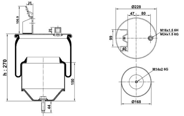 ПНЕВМОБАЛЛОН В СБОРЕ ST 6418.CS(1 ВЫХ.1 КРОНШ)