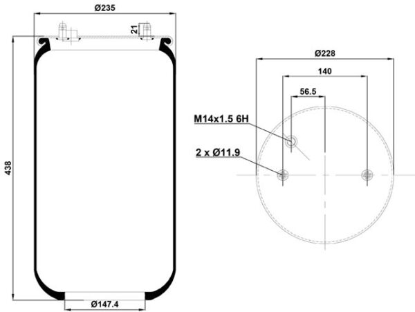 ПНЕВМОБАЛЛОН БЕЗ СТАКАНА 40304.S MERCEDES