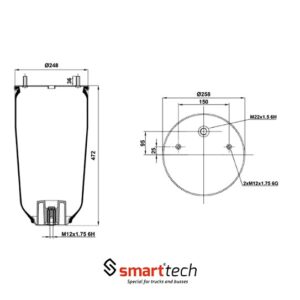 ПНЕВМОБАЛЛОН БЕЗ СТАКАНА WR 4157.S04 2 ШП. ROR