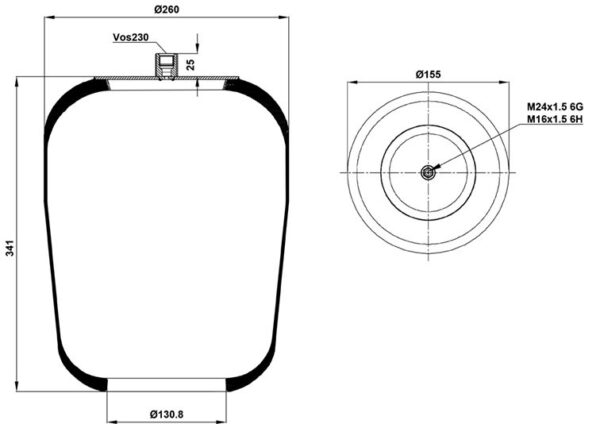 ПНЕВМОБАЛЛОН БЕЗ СТАКАНА MB ST 4759.S01