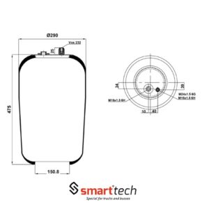 ПНЕВМОБАЛЛОН БЕЗ СТАКАНА ST 4183.S02 MB ( с отверстием под датчик)