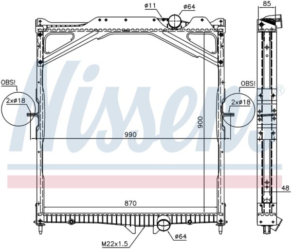 РАДИАТОР VOLVO FH12 (900X870X50)