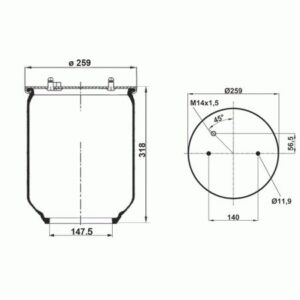 ПНЕВМОБАЛЛОН БЕЗ СТАКАНА 3440301-S FABİO