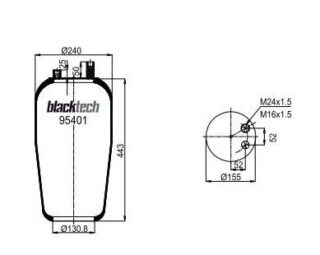 ПНЕВМОБАЛЛОН БЕЗ СТАКАНА 95401-2/ST 4390.S02 MB