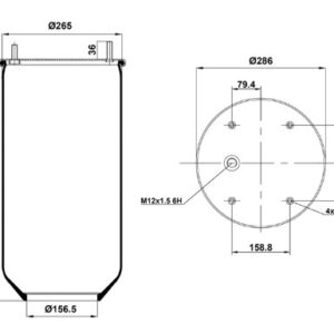 ПНЕВМОБАЛЛОН БЕЗ СТАКАНА ST 4028.S05 ROR
