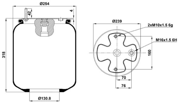 ПНЕВМОБАЛЛОН БЕЗ СТАКАНА ST 6762.S VOLVO