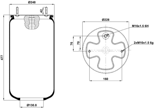 ПНЕВМОБАЛЛОН БЕЗ СТАКАНА ST 6760.S VOLVO