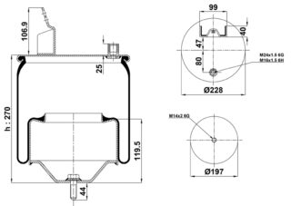 ПНЕВМОБАЛЛОН В СБОРЕ ST 7805.CS(1 ВЫХ.1КРОНШ)
