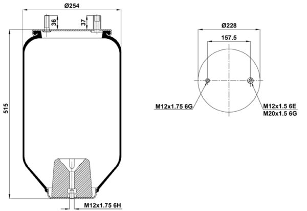 ПНЕВМОБАЛЛОН БЕЗ СТАКАНА  ST 4159.S SMB