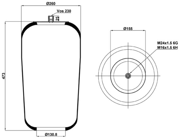 ПНЕВМОБАЛЛОН БЕЗ СТАКАНА ST 4737.1S MB