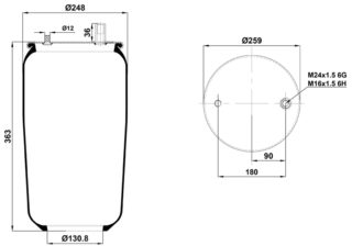 ПНЕВМОБАЛЛОН БЕЗ СТАКАНА  ST 4929.S ROR
