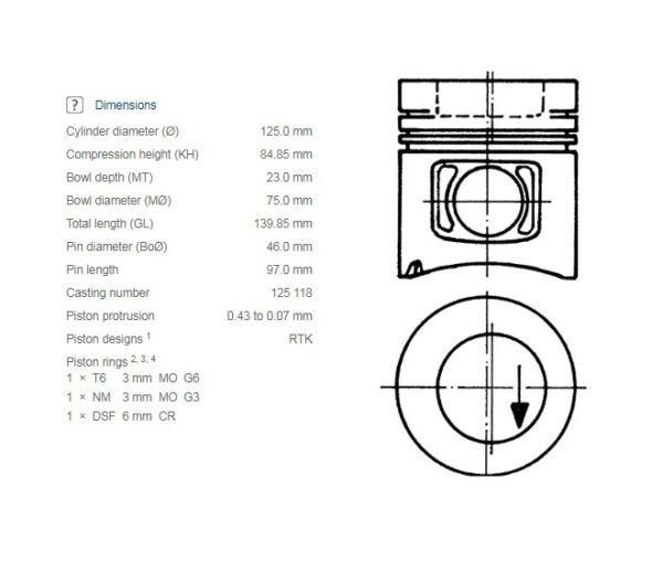 ПОРШЕНЬ 125 MB OM407H Q75/P46