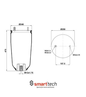 ПНЕВМОБАЛЛОН БЕЗ СТАКАНА  ST 4157.S10