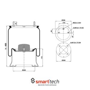 ПНЕВМОБАЛЛОН В СБОРЕ 811.CS ЖЕЛЕЗ СТАКАН 2 ШПИЛЬКИ