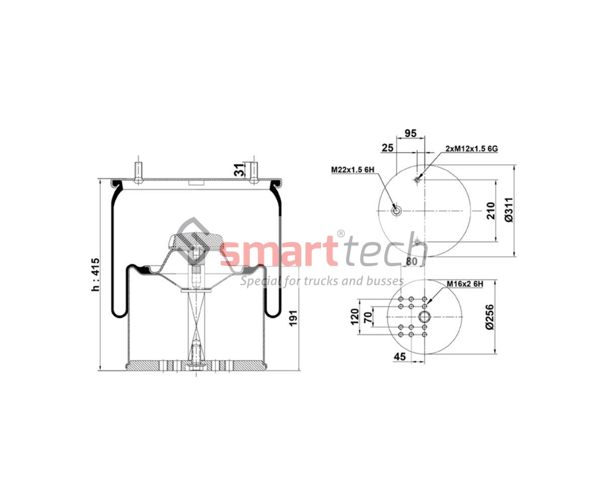 ПНЕВМОБАЛЛОН В СБОРЕ  881-1C BPW MERITOR SCHMITZ CARGOBULL
