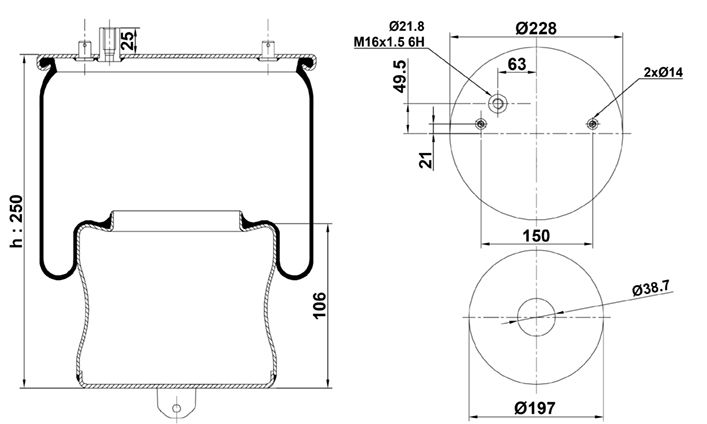ПНЕВМОБАЛЛОН В СБОРЕ RML73108-C BLACKTECH 346604-C